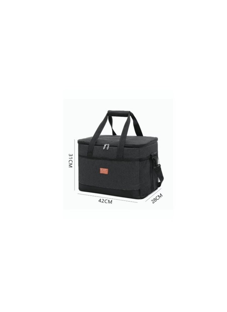 MahMir MahMir® Outdoor 33L Large Cooler Bag Insulated Handbag Reusable Waterproof Oxford Ice Refrigerated Large Capacity Oxford Cloth Lightweight Fresh-keeping for Men Women Picnic BBQ Beach Lunch Black  - Image 2