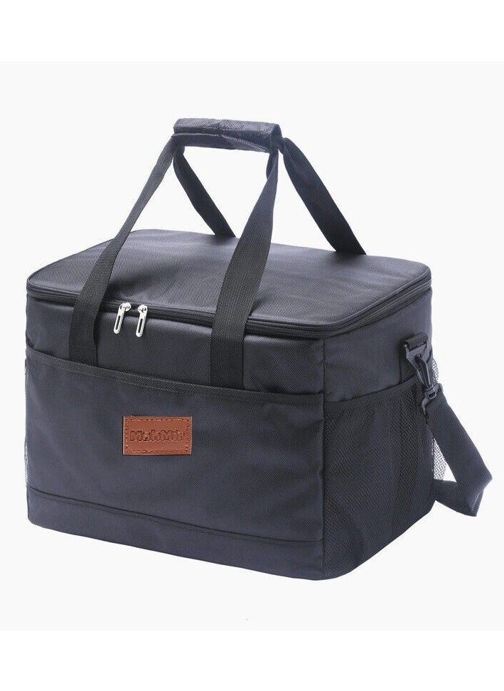 MahMir MahMir® Outdoor 33L Large Cooler Bag Insulated Handbag Reusable Waterproof Oxford Ice Refrigerated Large Capacity Oxford Cloth Lightweight Fresh-keeping for Men Women Picnic BBQ Beach Lunch Black  - Image 1