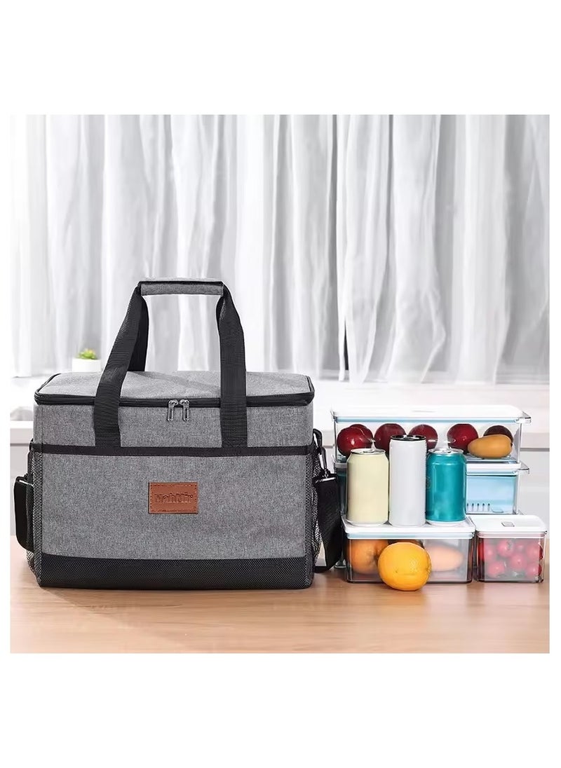 MahMir MahMir® Outdoor 33L Large Cooler Bag Insulated Handbag Reusable Waterproof Oxford Ice Refrigerated Large Capacity Oxford Cloth Lightweight Fresh-keeping for Men Women Picnic BBQ Beach Lunch Black  - Image 4