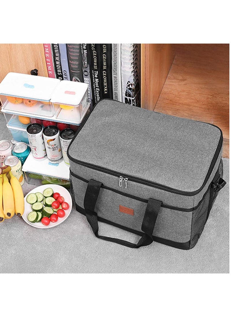 MahMir MahMir® Outdoor 33L Large Cooler Bag Insulated Handbag Reusable Waterproof Oxford Ice Refrigerated Large Capacity Oxford Cloth Lightweight Fresh-keeping for Men Women Picnic BBQ Beach Lunch Black  - Image 5