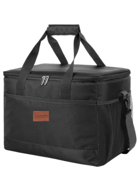 MahMir® Outdoor 33L Large Cooler Bag Insulated Handbag Reusable Waterproof Oxford Ice Refrigerated Large Capacity Oxford Cloth Lightweight Fresh-keeping for Men Women Picnic BBQ Beach Lunch Black