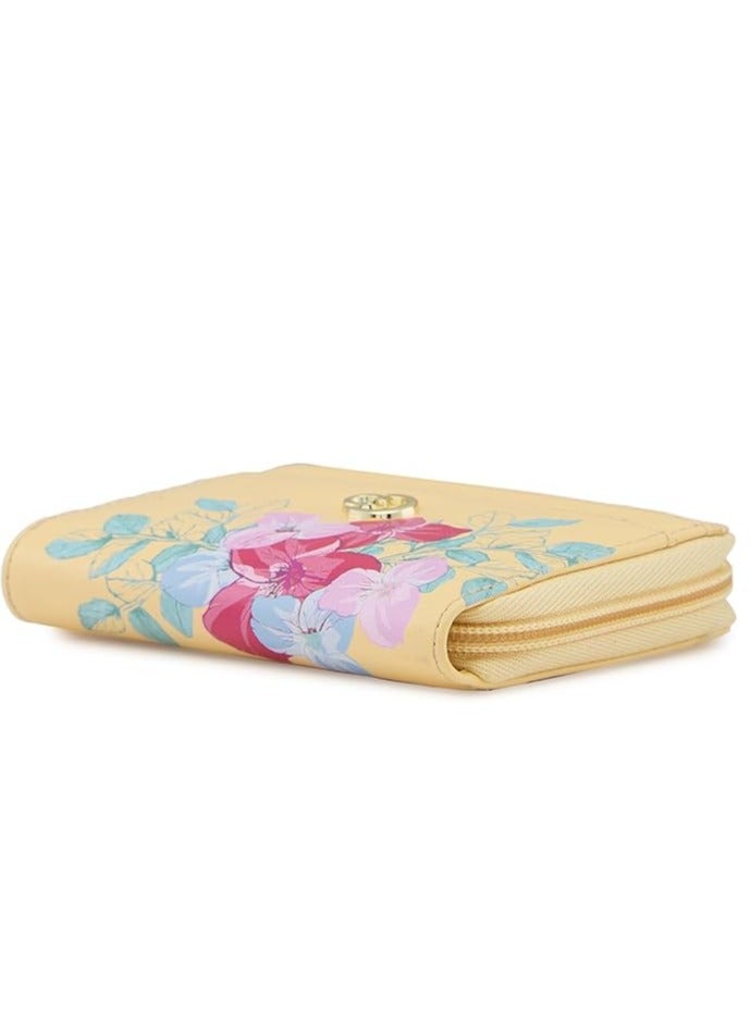 Caprese Shanaya Zip Around Wallet for Women| Small, Yellow | Multiple Card Slots with Stylish Print | Perfect for Carrying Daily Essentials - Image 4