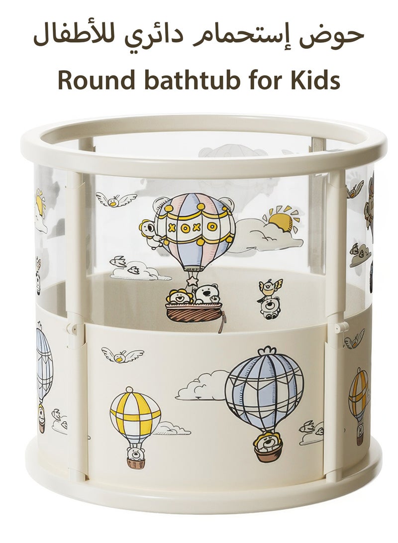 رينوفو حوض استحمام أسطواني قابل للطي للأطفال، حوض استحمام ياباني، للاستخدام الداخلي والخارجي، حوض سباحة مستقل صغير الحجم للأطفال - Image 1