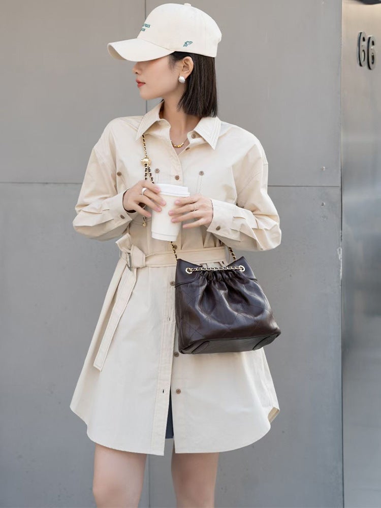 Xiangfeng Quilted Chain Bag 2025 Fashion Large-Capacity Bucket Bag Embroidered Plaid Shoulder Bag - Image 5