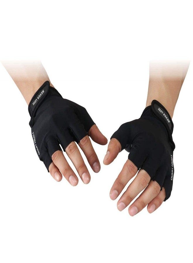 WMX Macho Unisex Leather Gym Gloves | for Professional Weightlifting, Fitness Training and Workout | with Half-Finger Length, Wrist Wrap for Protection (Sude, M) - Image 3