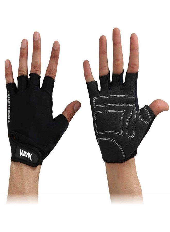 WMX Macho Unisex Leather Gym Gloves | for Professional Weightlifting, Fitness Training and Workout | with Half-Finger Length, Wrist Wrap for Protection (Sude, M) - Image 4