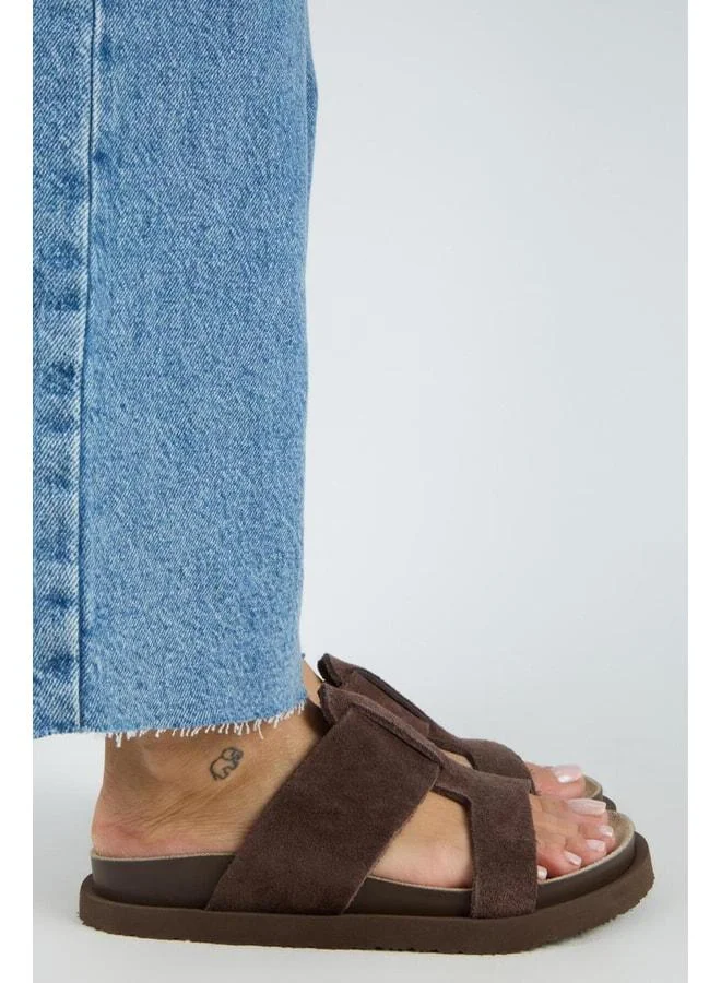 Manijero  Sabrina Women's Genuine Leather Double-Strap Coffee Slippers for Women | Best Price UAE
