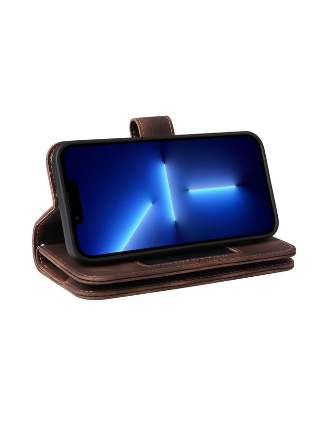 زبون جراب لهاتف iPhone 13 Pro Max متعدد الوظائف بفتحة للبطاقات وسحاب ومحفظة جلدية قابلة للطي - Image 5