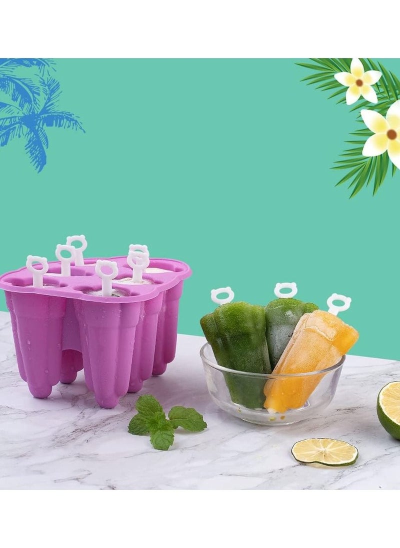 Perfii - Silicone Popsicle Molds with 6 Cavities for Homemade Ice Pop Cakesicles BPA Free Non Stick Ice Cream Mold Popsicle Maker for DIY Popsicles - Image 1
