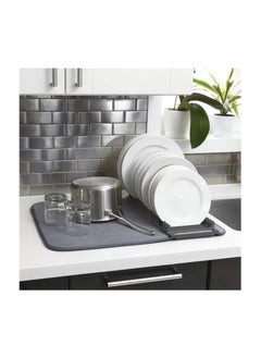WIDEWINGS Rack and Microfiber Dish Drying Mat, Removable Dish Rack Tray, Dish Rack & Drying Mat for Kitchen Countertop, Sink - Drain and Dry Wine Glasses, Bowls and Dishes  - Image 2