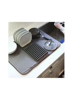 WIDEWINGS Rack and Microfiber Dish Drying Mat, Removable Dish Rack Tray, Dish Rack & Drying Mat for Kitchen Countertop, Sink - Drain and Dry Wine Glasses, Bowls and Dishes  - Image 3