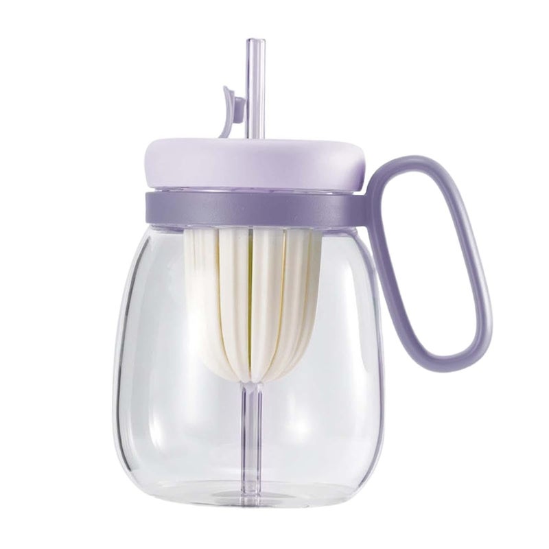 ShipFayda Glass Tumbler with Tea Infuser Water Bottle with Straw for Teen Girls Hiking 500ml Violet Drink Container Bottle Insulators Drink Container for Office Home Party Pack of 1 - Image 2