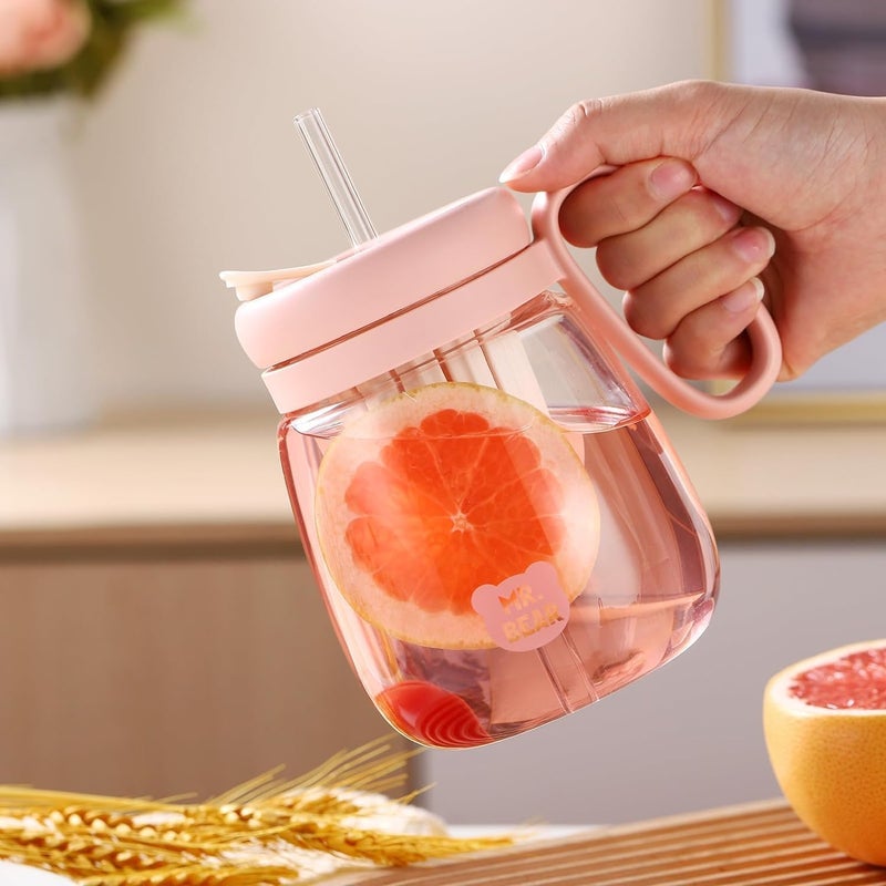 ShipFayda Glass Tumbler with Tea Infuser Water Bottle with Straw for Teen Girls Hiking 500ml Violet Drink Container Bottle Insulators Drink Container for Office Home Party Pack of 1 - Image 3