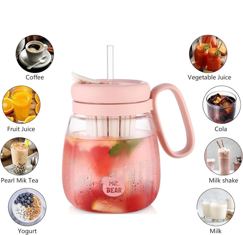 ShipFayda Glass Tumbler with Tea Infuser Water Bottle with Straw for Teen Girls Hiking 500ml Violet Drink Container Bottle Insulators Drink Container for Office Home Party Pack of 1 - Image 4