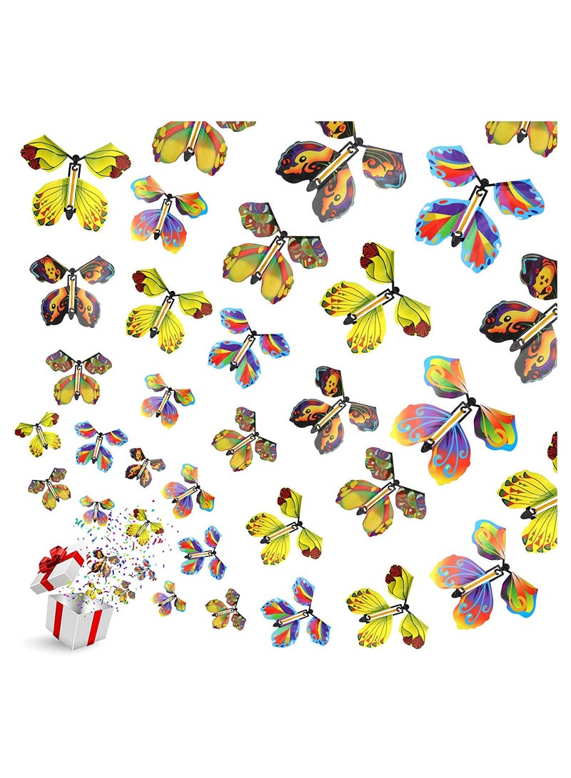 Excefore 20 PCS Flying Butterfly Toy, Magic Wind Up Flying Butterfly Surprise Box Wind Up Butterfly Surprise Toy for Wedding Birthday Party Book and Greeting Cards(5 Styles)  - Image 1