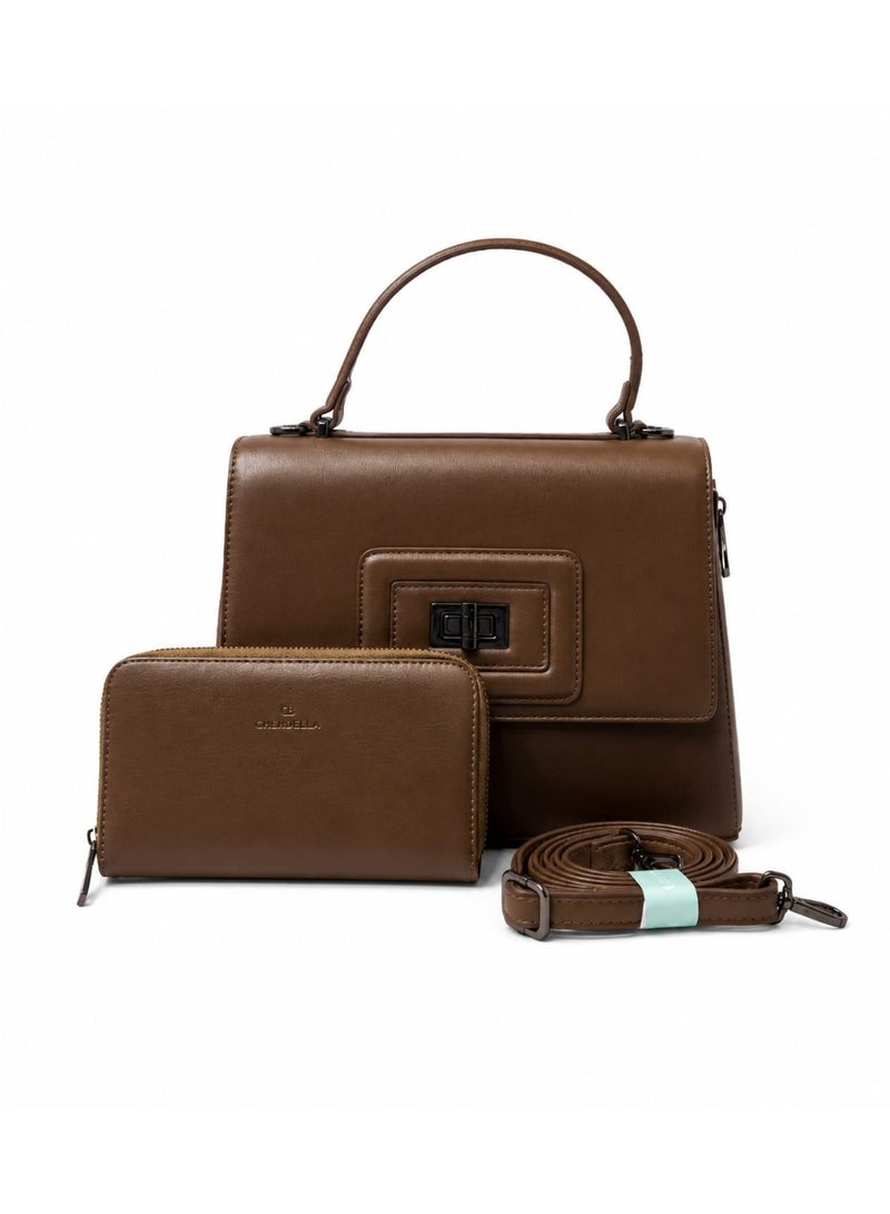 CHRISBELLA Classic Structured Top Handle Bag Set with Matching Wallet & Detachable Strap - Image 1