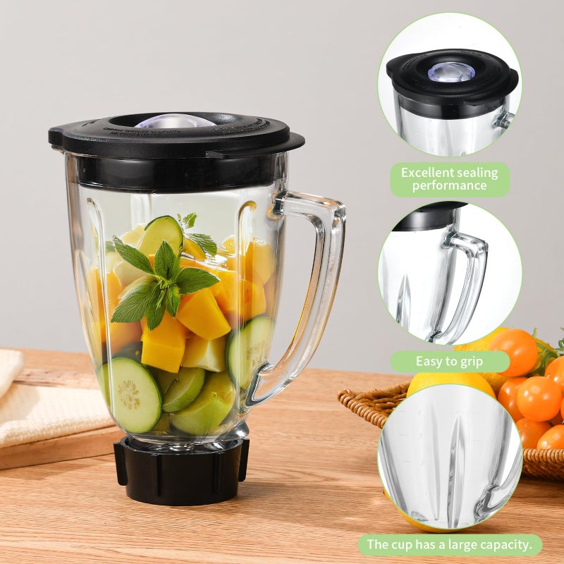 ANABIUP 6 Cup Blender Glass Jar with Bladeï¼ŒIncluding 1 glass jar with lid 1 4fins blade 1 blender jar base 3pcs seal gasket. Replacement Parts for Oster Osterizer (NOT fit Pro, Master or Versa models) - Image 4