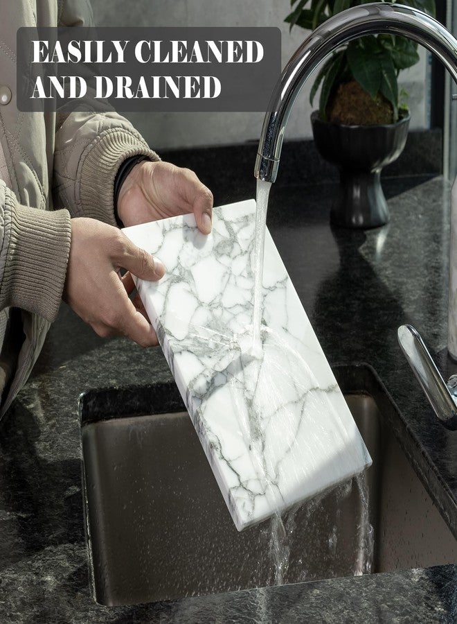 BCS Natural Marble Board for Kitchen - 10" x 8" Stone Slab, Marble Cheese Pastry Board for Counter, Bathroom Trays, Serving Tray Jewelry Candle Plate (Arabescato) - Image 5