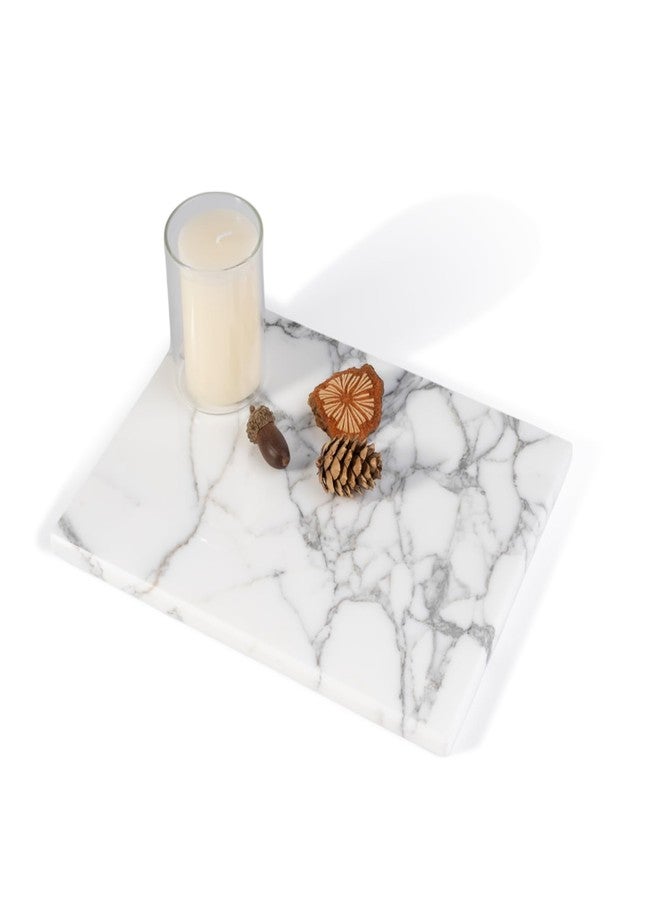 BCS Natural Marble Board for Kitchen - 10" x 8" Stone Slab, Marble Cheese Pastry Board for Counter, Bathroom Trays, Serving Tray Jewelry Candle Plate (Arabescato) - Image 1