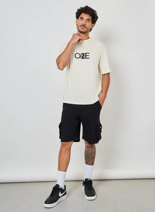 ستايلي Chest Minimal Print Oversized Cotton Rich T-Shirt