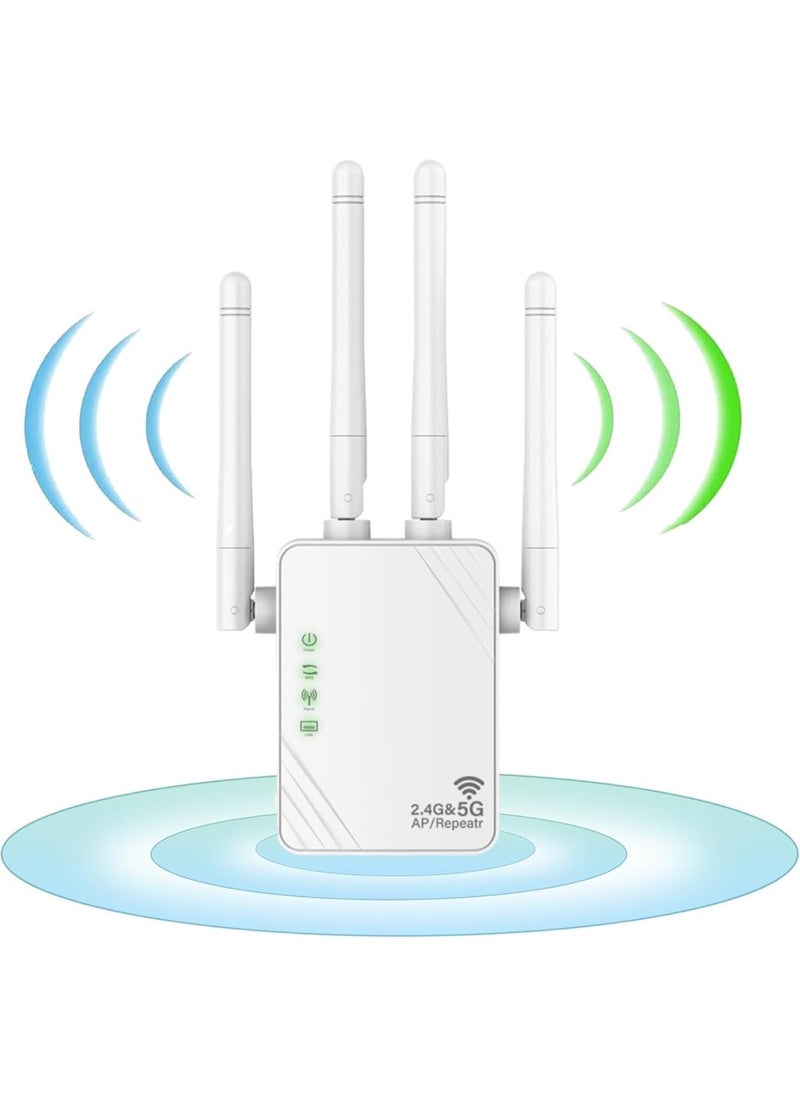 اووكاي [مُحسّن] مُوسّع نطاق واي فاي، 5G، تردد مزدوج، 1200 ميجابت في الثانية، مُضخّم إنترنت صغير الحجم للمنزل، مُكرّر إشارة واي فاي لاسلكي (أبيض)  - Image 1