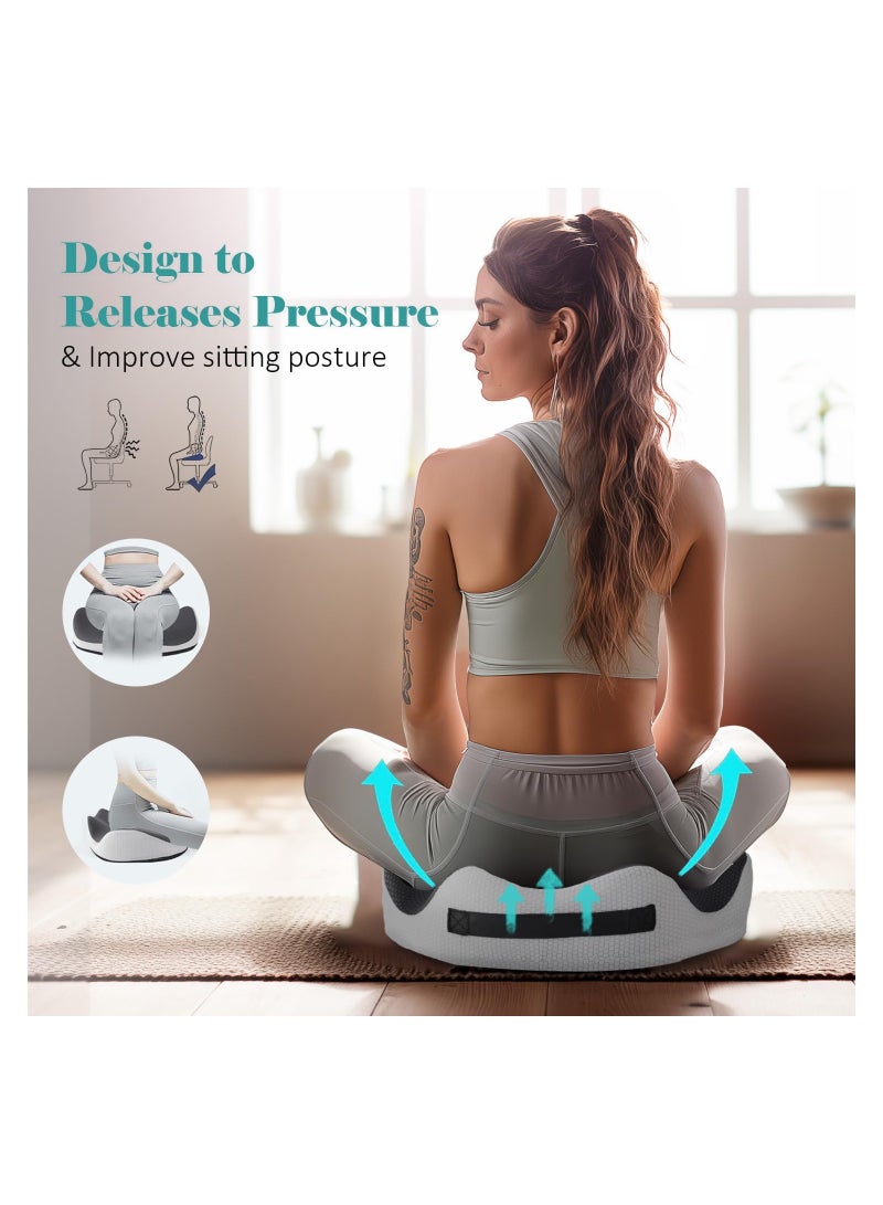 Excefore Seat Cushion for Office, 3D Full Wrap Memory Foam Chairs Cushions, for Pressure Relief Sciatica and tailbone Back Pain Relief, Ergonomic Pillow Memory Foam Coccyx Pad for Office Home Car (Grey) - Image 5