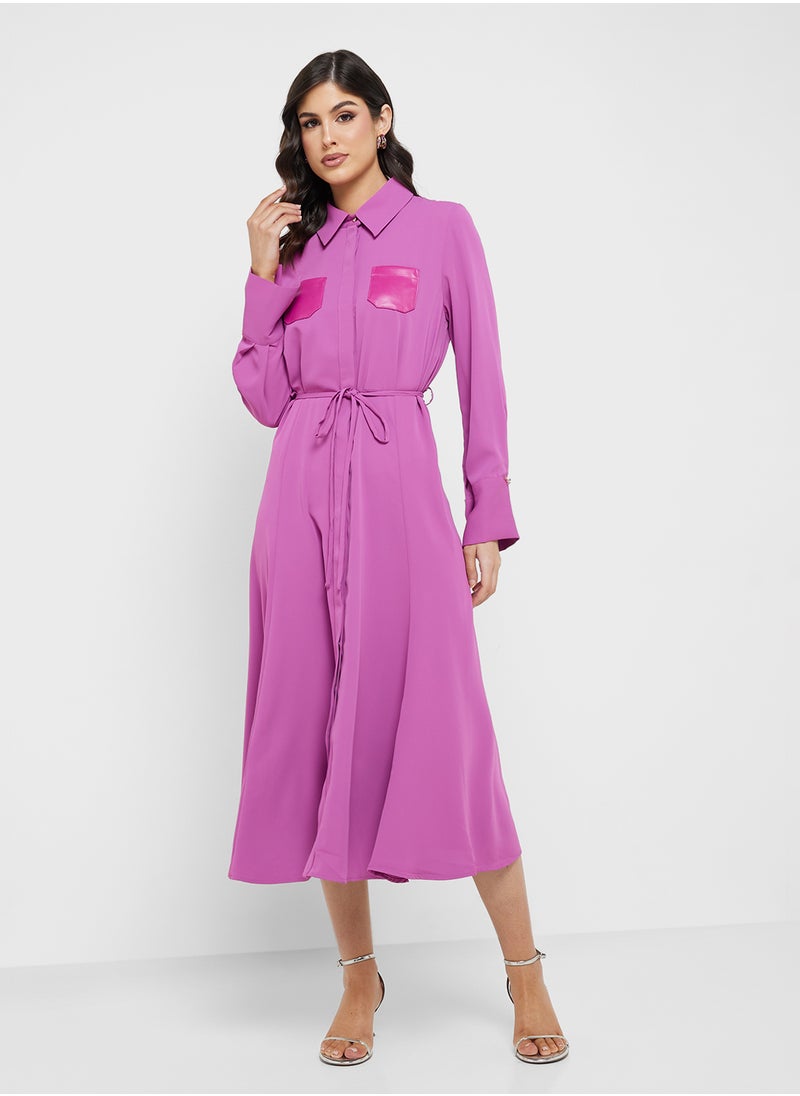 Jovonna London - Collared neck Tie Detailed Dress - Image 1