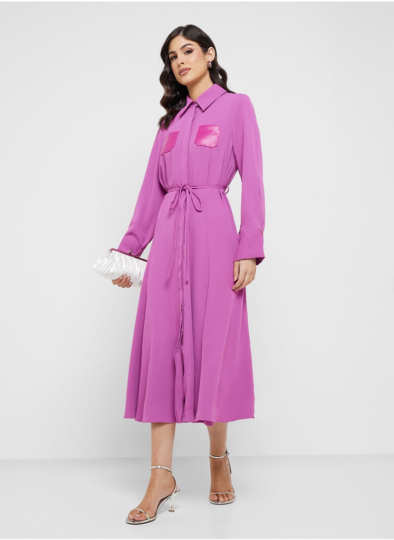 Jovonna London - Collared neck Tie Detailed Dress - Image 1