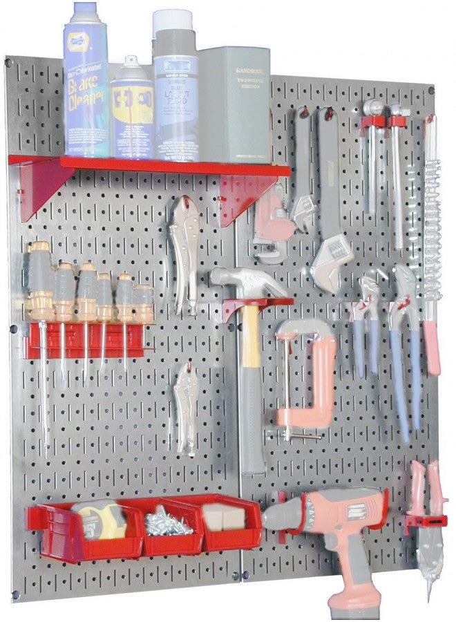 Wall Control 30-WGL-200GVR Galvanized Steel Pegboard Tool Organizer,Galv/Red - Image 2