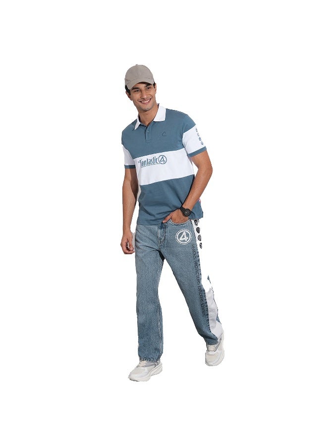 Being Human Mens Blue Polo Collar Short Sleeve Polo T-Shirt - Image 4