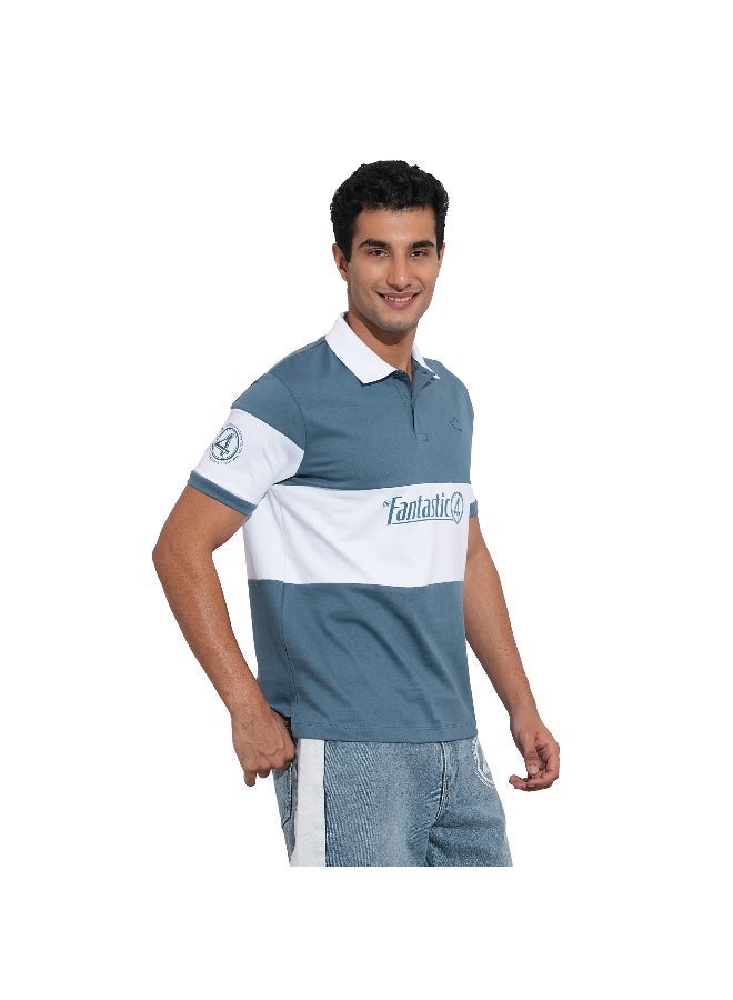 Being Human Mens Blue Polo Collar Short Sleeve Polo T-Shirt - Image 1