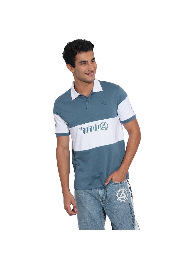 Being Human Mens Blue Polo Collar Short Sleeve Polo T-Shirt - Image 2