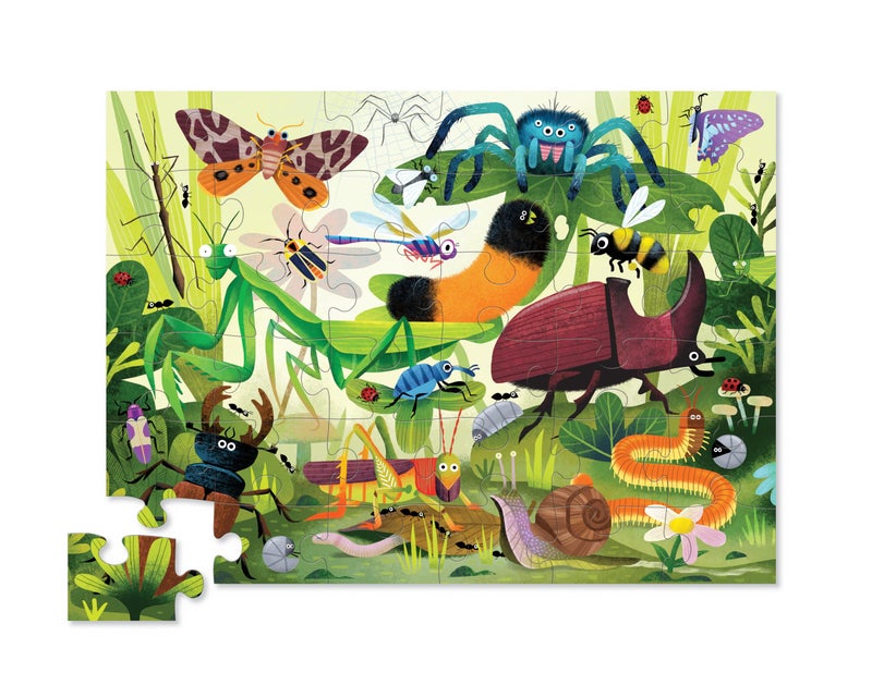 Crocodile Creek 36-Piece Jigsaw Floor Puzzle - Fun Floor Puzzles for Kids Ages 3-5 - Heavy-Duty Shaped Box for Storage - Backyard Bugs - 27" W x 20" H Finished - Image 2