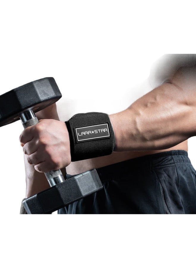 LAURASTAR Laura Star Fitness Wrist Support For Men, Bench Press Wrist Guard, Weightlifting Strength Training Anti-Sprain Wrap Sports Bandage, Black Upgraded Version - Image 1