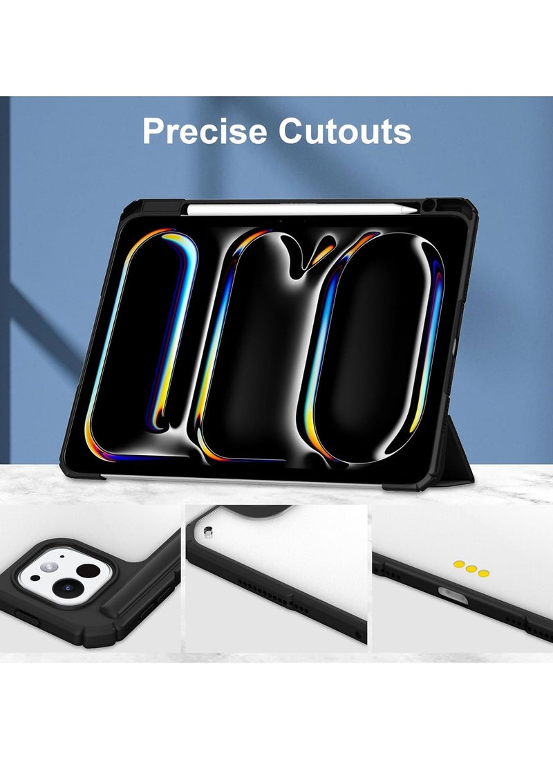General Hybrid Slim Case for iPad Pro 13 Case (M4) 2024 with Pen Holder, [Auto Wake/Sleep] Shockproof Cover Clear Transparent Back Shell for iPad Pro 13  - Image 4