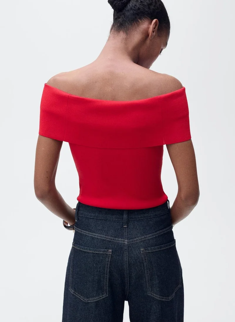 MANGO Off-The-Shoulder Knitted Top