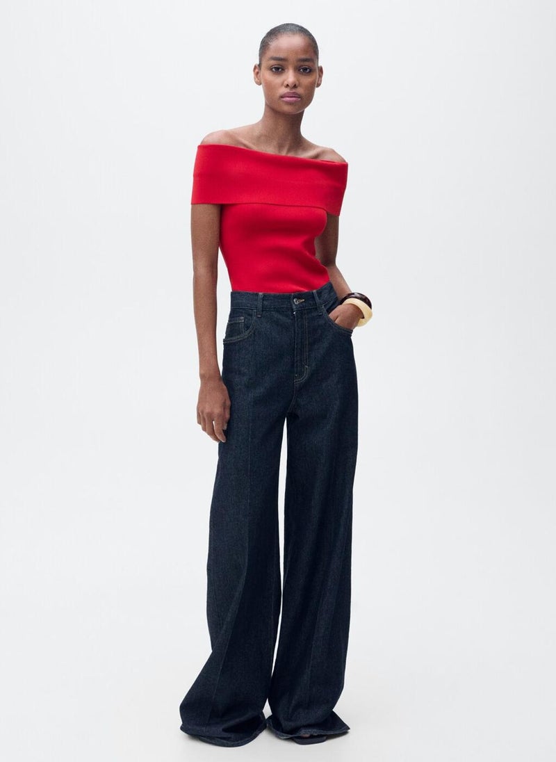 MANGO - Off-The-Shoulder Knitted Top - Image 1
