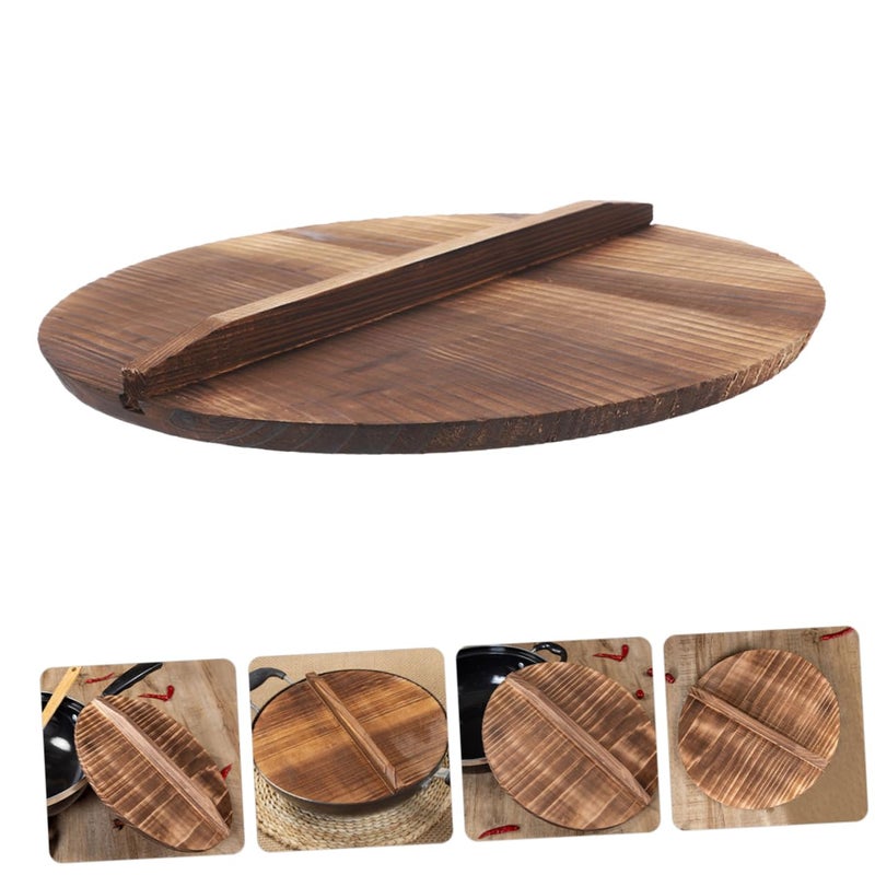 29cm Wooden Wok Lid Round Cover For Frying Pan And Omelette Pan Accessory - Image 3