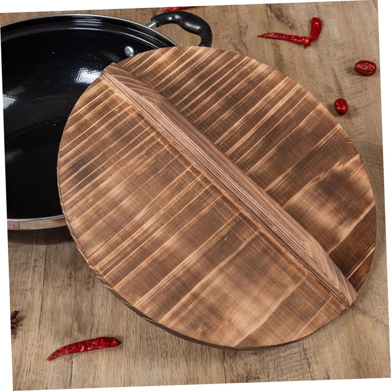 29cm Wooden Wok Lid Round Cover For Frying Pan And Omelette Pan Accessory - Image 5