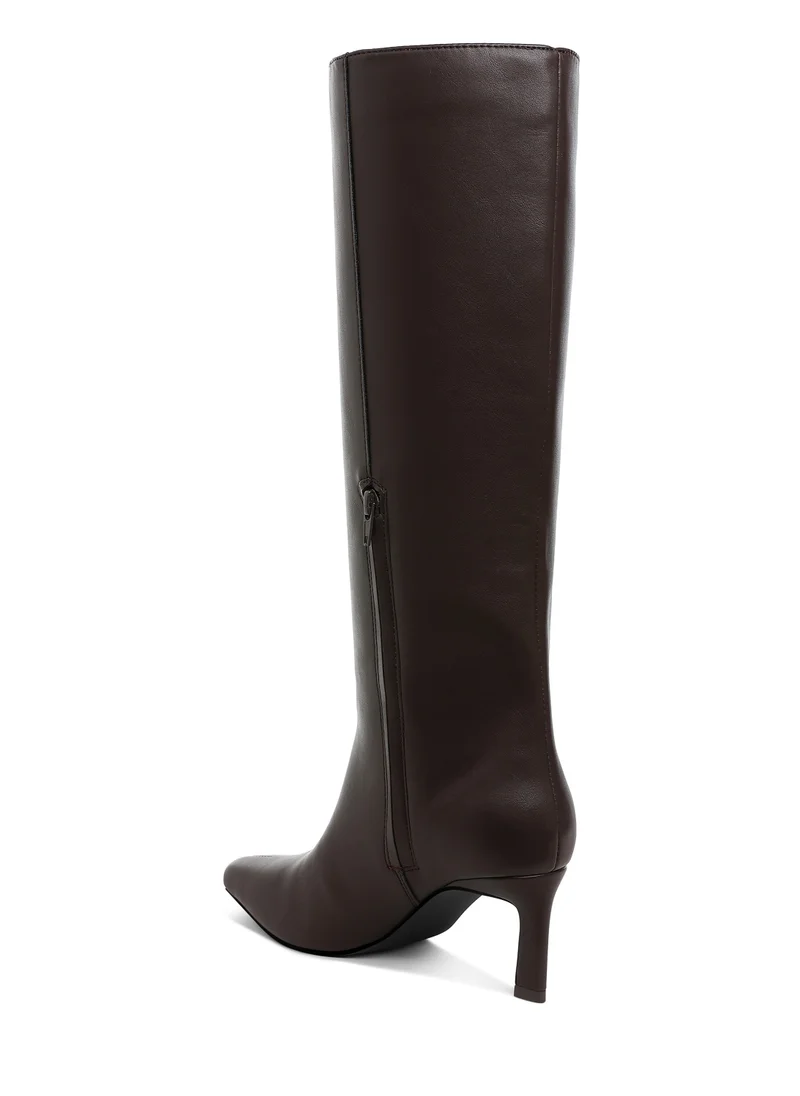 London Rag Kitten Heel Long Boots in Tan