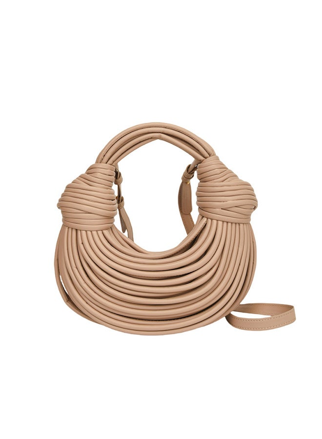 Ordinary Creative Noodles Niche Handmade Woven Bread Women's Crossbody Bag Shoulder Underarm Bag Handbag-Color:Khaki - Image 1