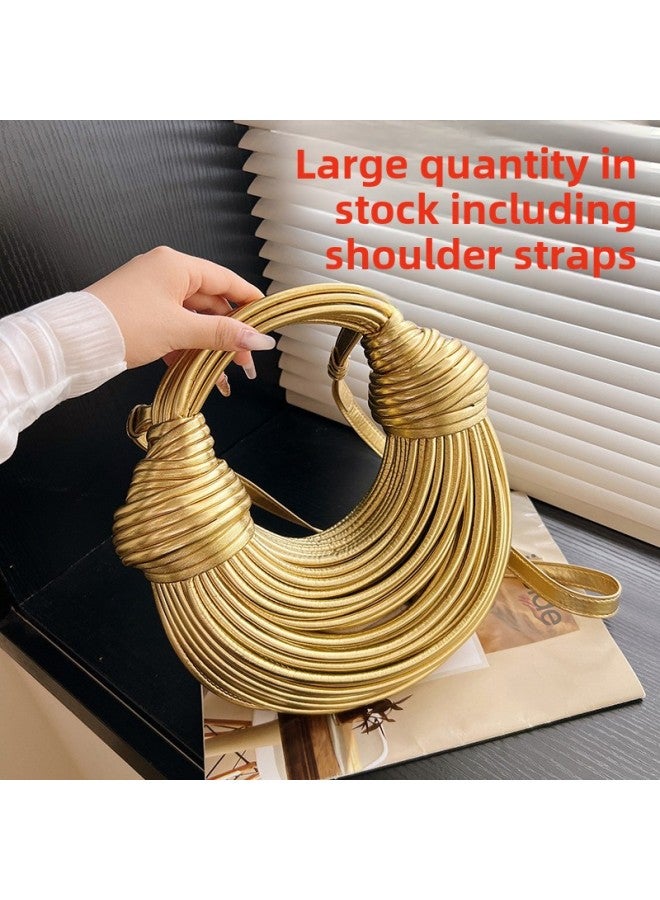 Ordinary Creative Noodles Niche Handmade Woven Bread Women's Crossbody Bag Shoulder Underarm Bag Handbag-Color:Khaki - Image 2
