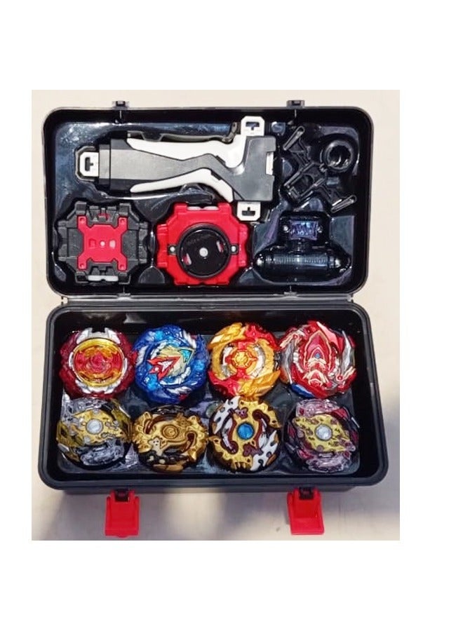 Metal Fusion Battling Top Burst Launcher Grip Set Storage Box Top Burst Gyros 4D with Launcher Burst Toys for Children 8pcs  - Image 1