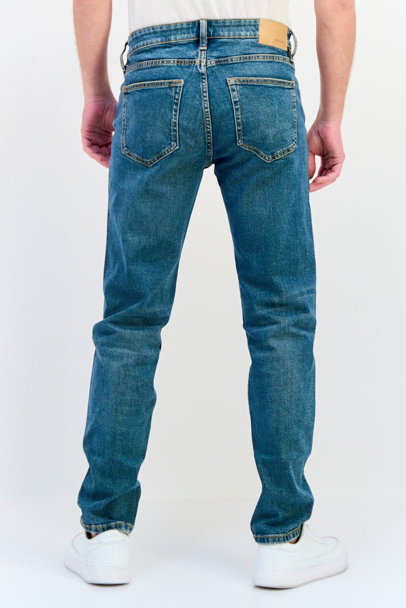 Celio Men Slim Fit Washed Stretchable Denim Jeans, Stone Blue - Image 3