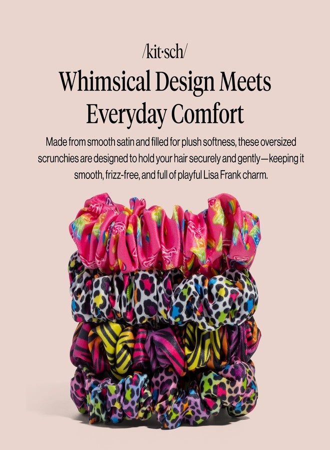 Kitsch Lisa Frank x Kitsch Ruched Satin Scrunchies for Women - Softer Than Silk Scrunchies | Hair Ties No Damage for Frizz-Free Sleep | Ideal Gifts for Women - Rainbow Leopard 4 pcs - Image 2