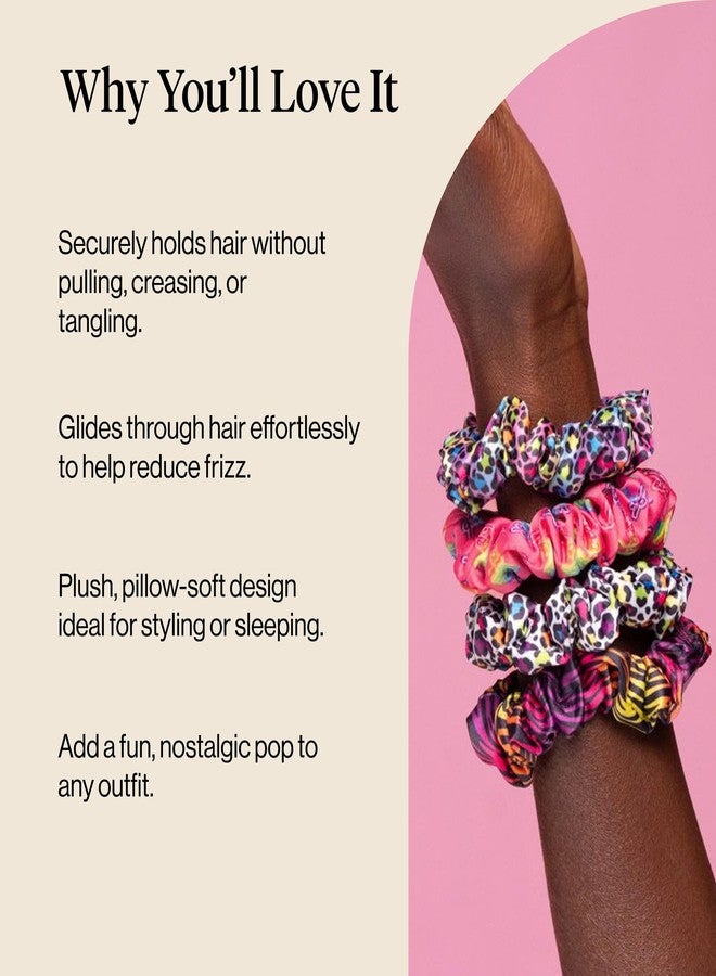 Kitsch Lisa Frank x Kitsch Ruched Satin Scrunchies for Women - Softer Than Silk Scrunchies | Hair Ties No Damage for Frizz-Free Sleep | Ideal Gifts for Women - Rainbow Leopard 4 pcs - Image 3