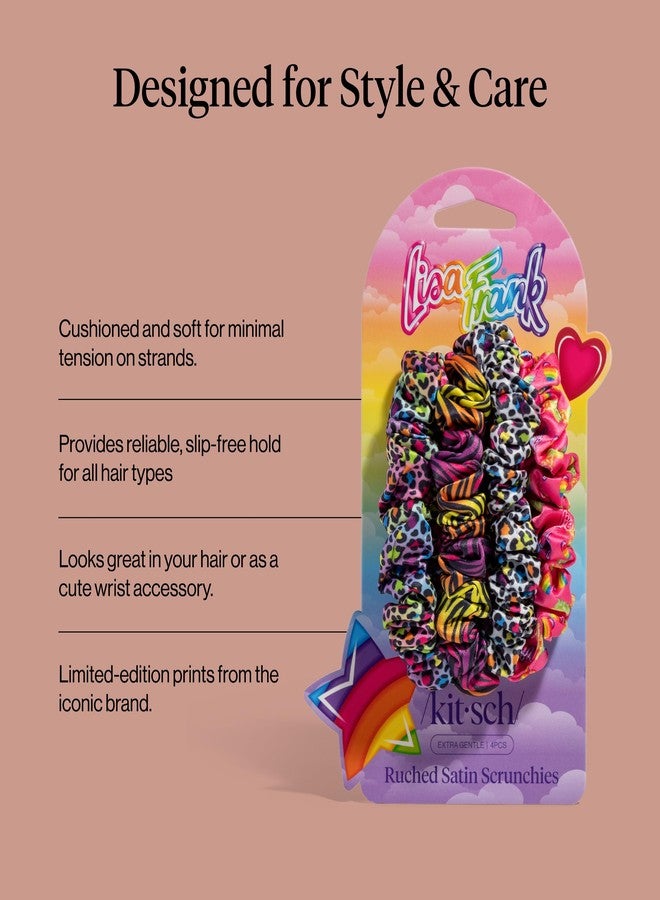 Kitsch Lisa Frank x Kitsch Ruched Satin Scrunchies for Women - Softer Than Silk Scrunchies | Hair Ties No Damage for Frizz-Free Sleep | Ideal Gifts for Women - Rainbow Leopard 4 pcs - Image 5