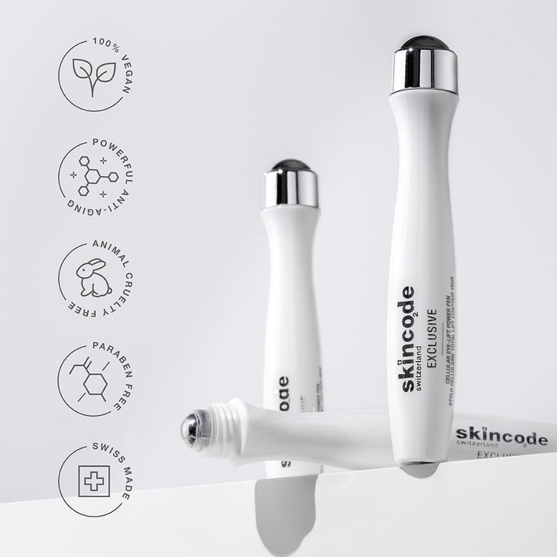 Skincode Exclusive Cellular Eye-Lift Power Pen | Cooling Roll-On for Puffiness & Dark Circles | Multi-Corrective Eye Booster | ACR Complex for Collagen Boost & Wrinkle Reduction (0.5 Oz / 15 mL) - Image 4