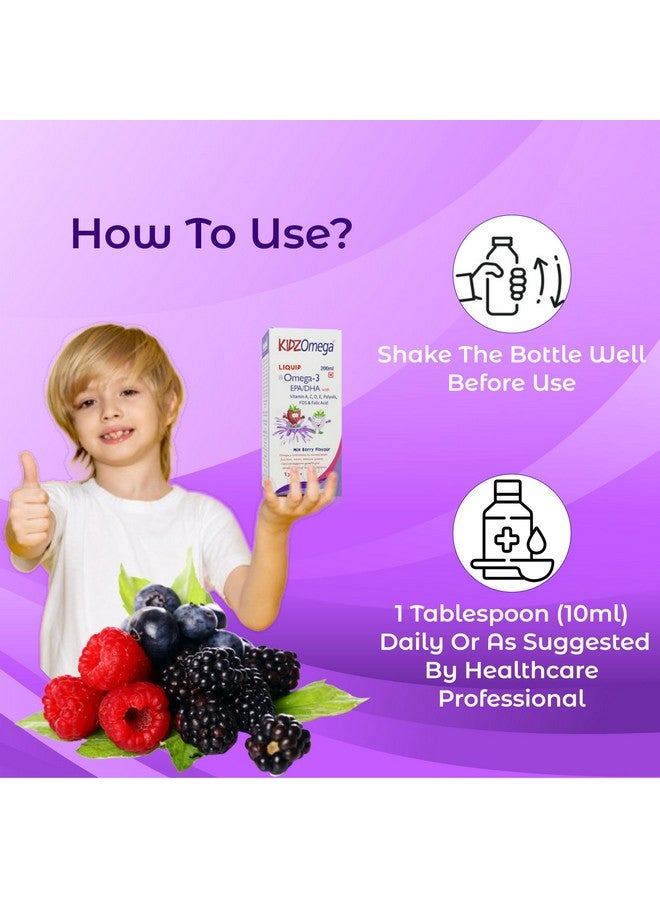 Health Aid HealthAid KidzOmega - 200ml | Ideal For Kids Where Yummy Meets Healthy | Omega 3 DHA with Vitamin C, D, E | Omega 3 syrup for kids optimal growth | Supports Brain Health | Mix Berry Flavor - Image 5