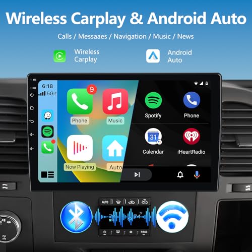 AWESAFE Car Radio Stereo Android 13 for Chevy Silverado 2007-2013 Tahoe Equinox GMC Sierra Yukon with Wireless CarPlay Android Auto Backup Camera - Image 3